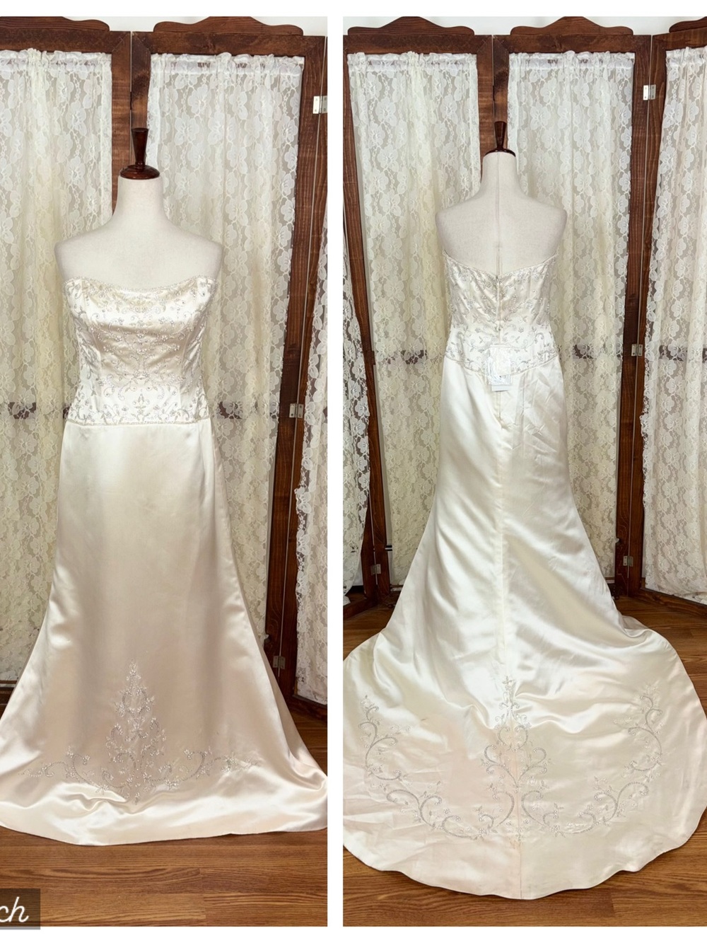 Stunning New 2Be by Mon Cheri Strapless Ivory Satin Wedding Gown